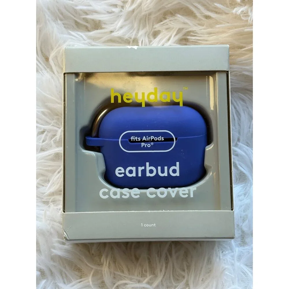 Heyday Blue Earbud Case Cover For AirPods Pro With Carabiner Clip Wireless Charg